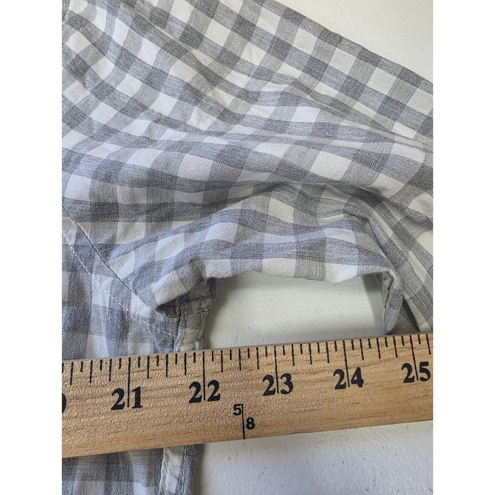 J.Crew Secret Wash Shirt Mens Medium Grey Gingham Organic Cotton Stretch Classic - Picture 9 of 11